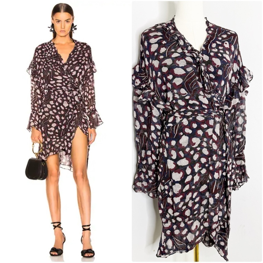 IRO Paris Linger Printed Wrap Dress Size 42 US 8/Medium